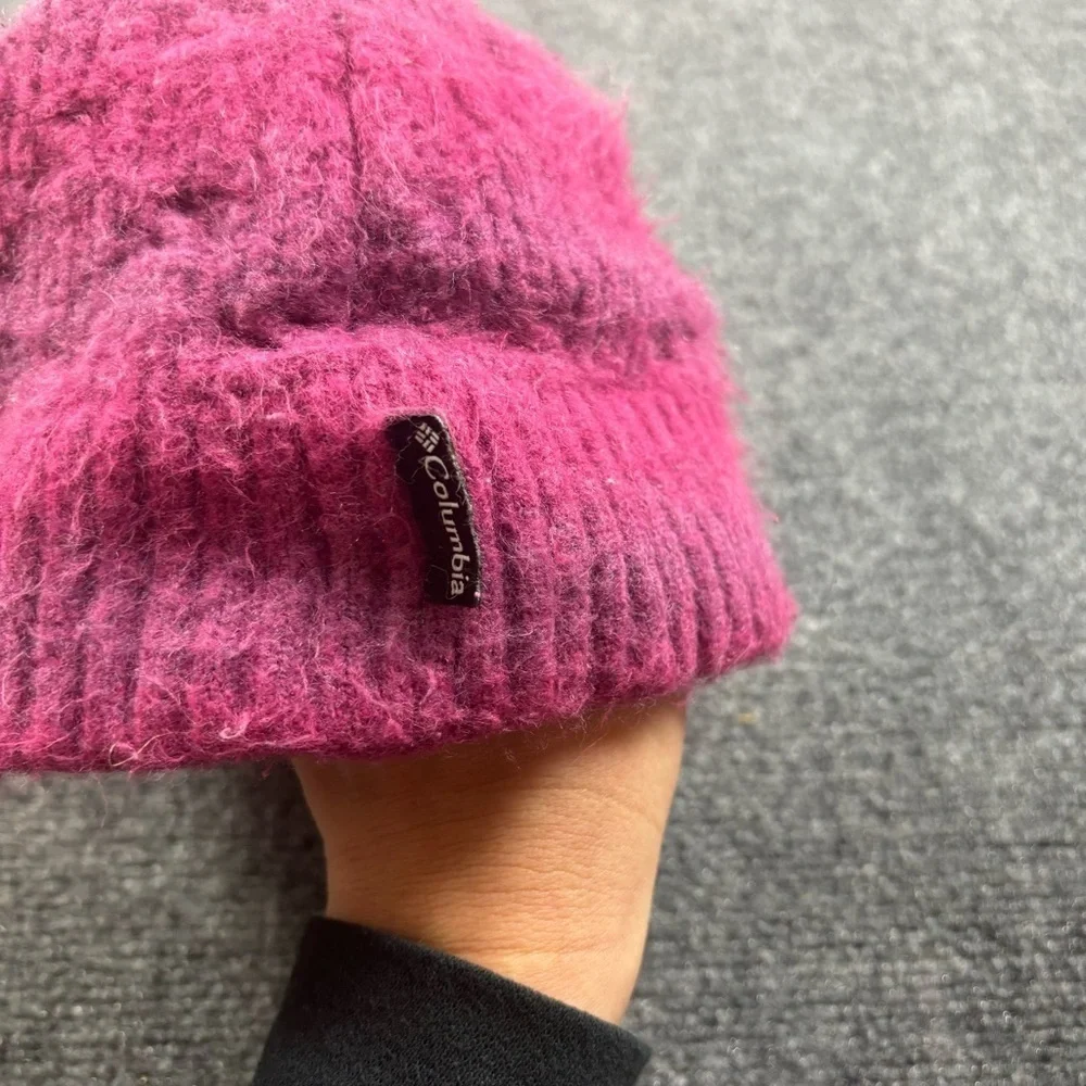 COLUMBIA Girls Pink Knit Brimmed Beanie Winter Hat One Size Fits Most